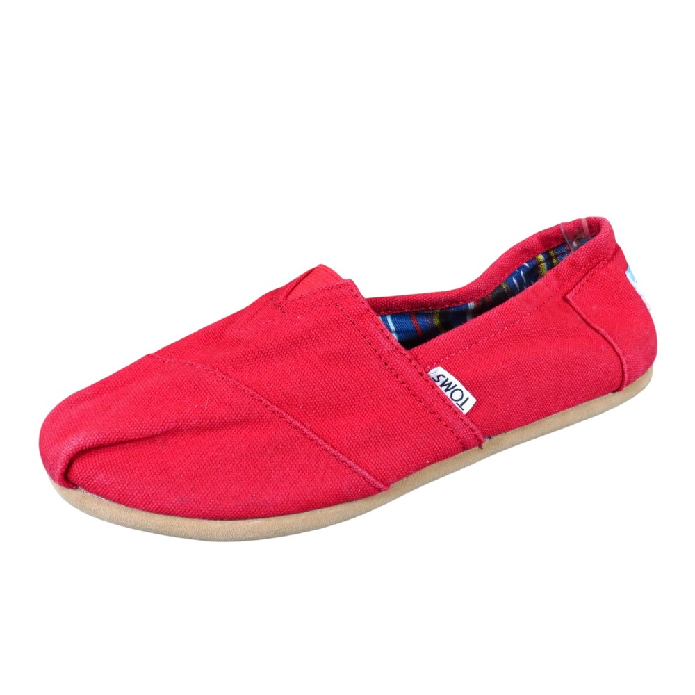 TOMS Alpargata Women Slip On Shoes 7.5 Casual Everyday Red Canvas